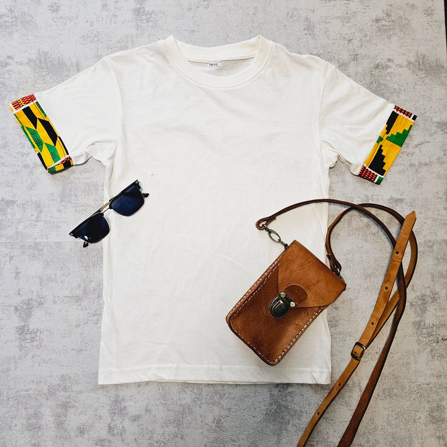 Africa Print Detailed T-Shirt | Ankara Detail and Pocket
