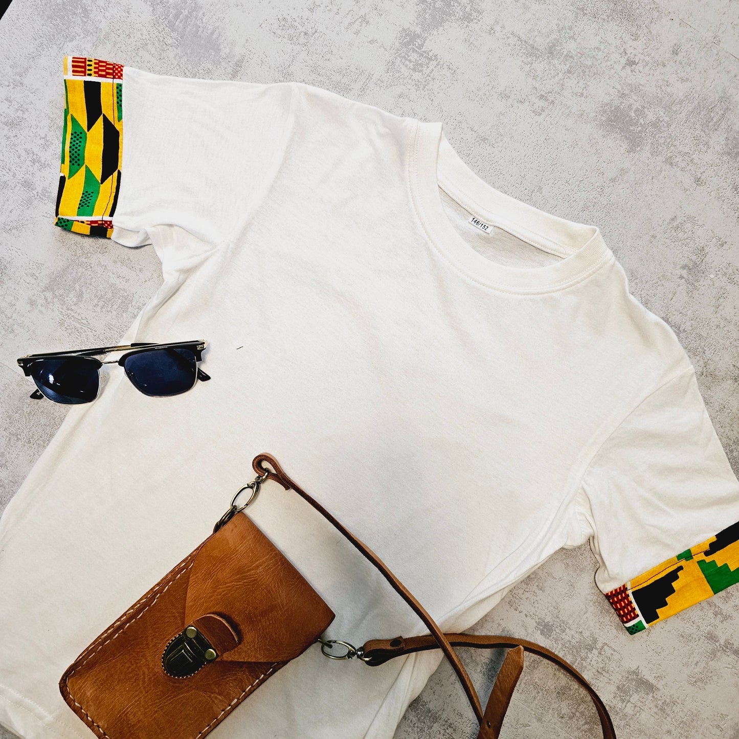 Africa Print Detailed T-Shirt | Ankara Detail and Pocket