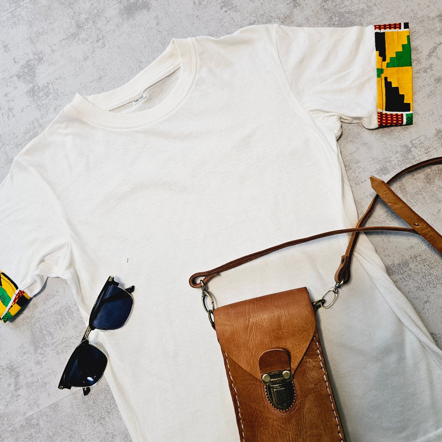 Africa Print Detailed T-Shirt | Ankara Detail and Pocket