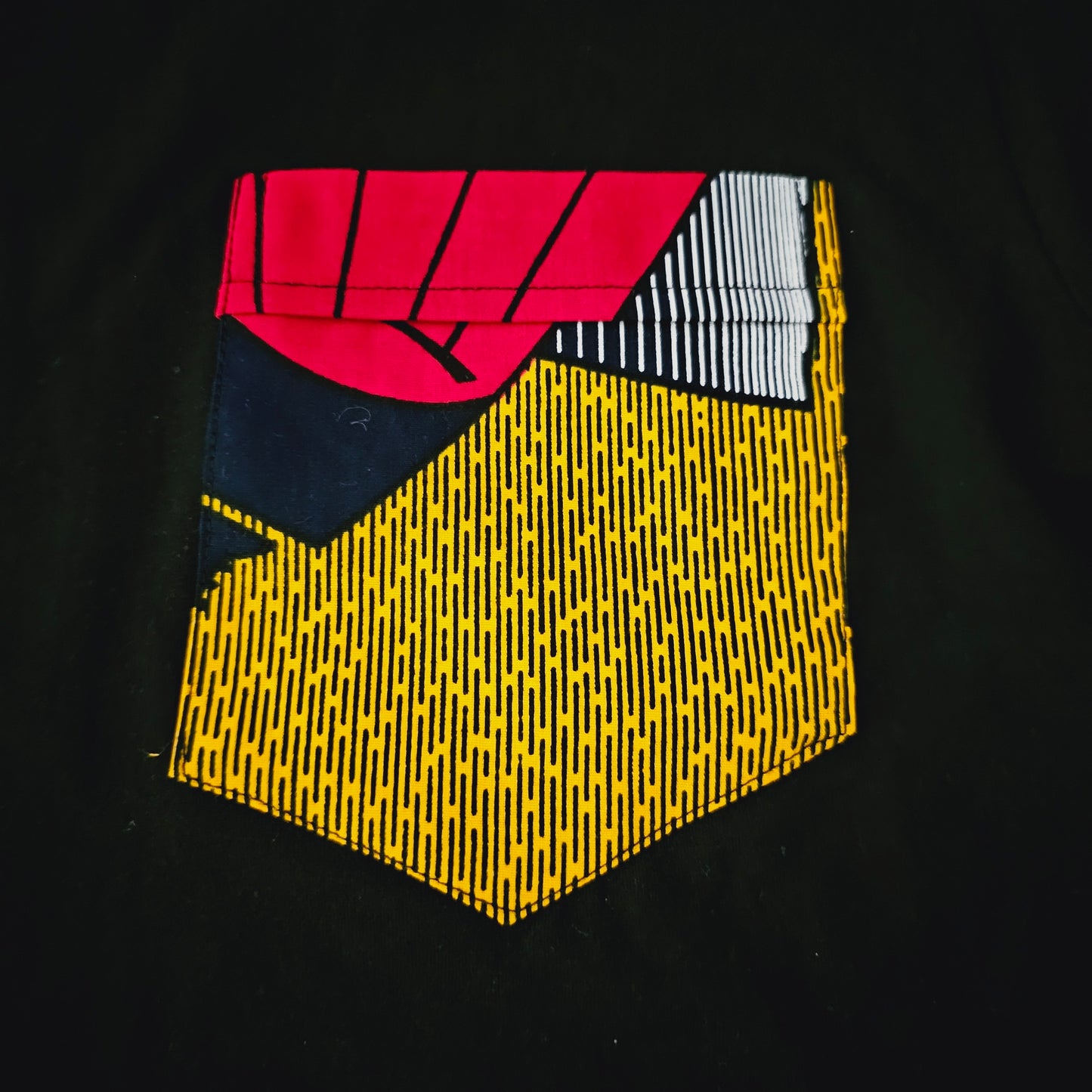Africa Print Detailed T-Shirt | Bogolan Print Detail and Pocket