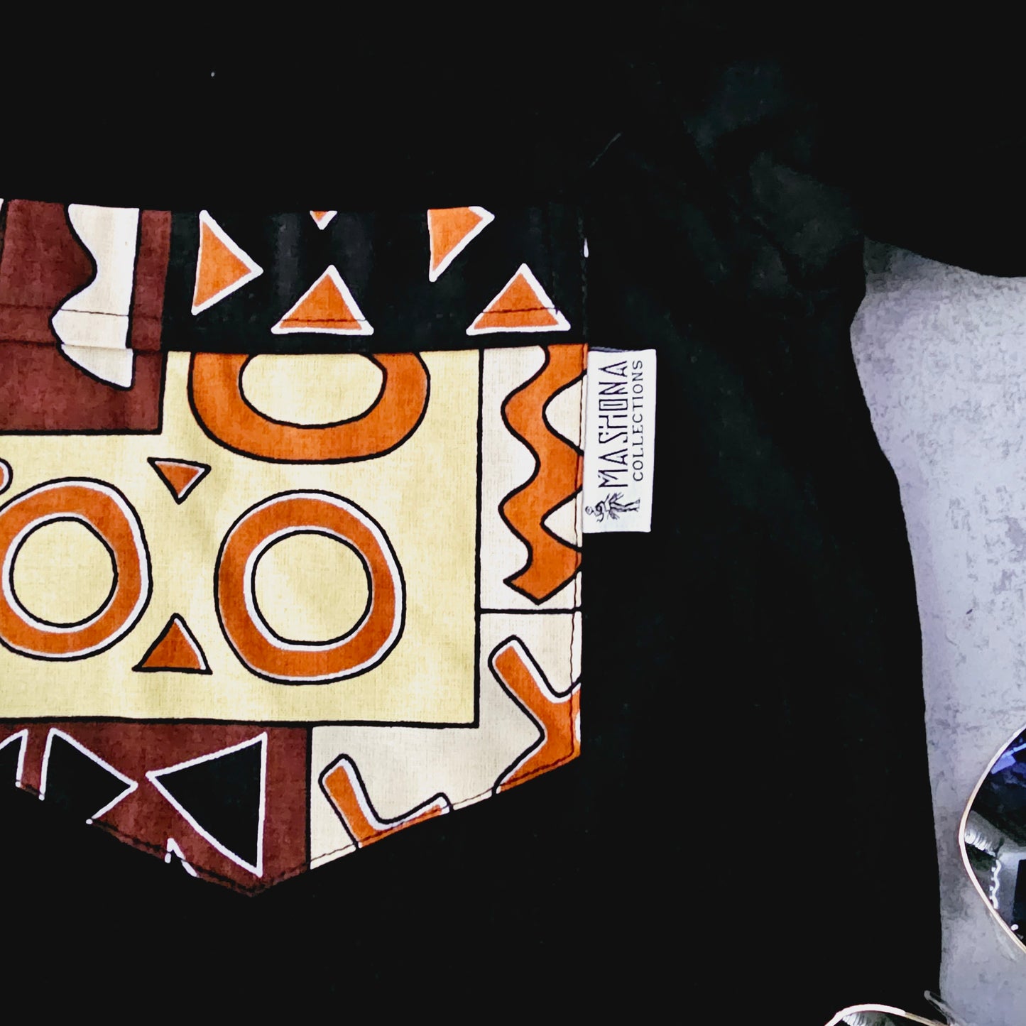 Copy of Africa Print Detailed T-Shirt | Ankara Detail and Pocket