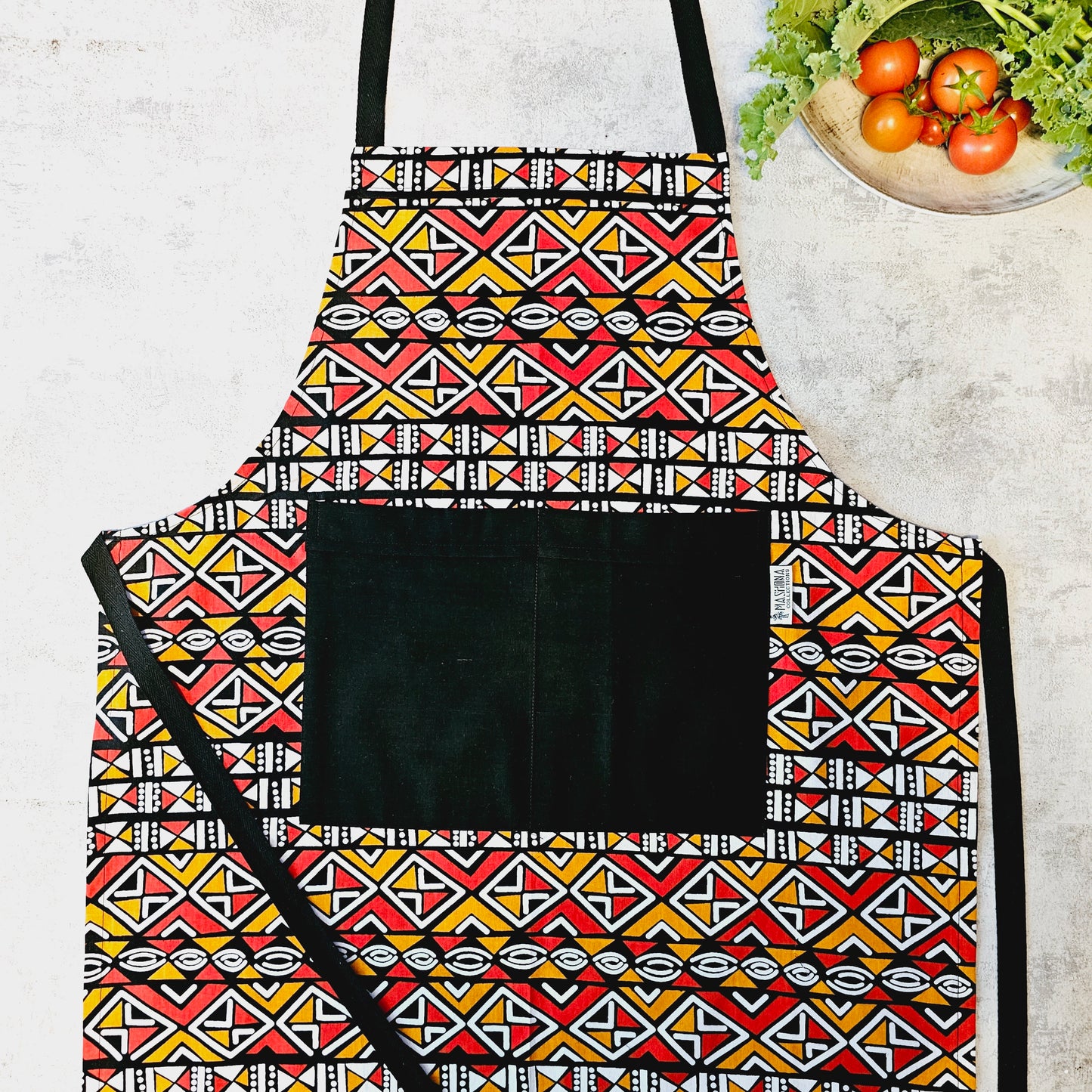 Handmade Bogolan Print | African Print Apron with Pocket