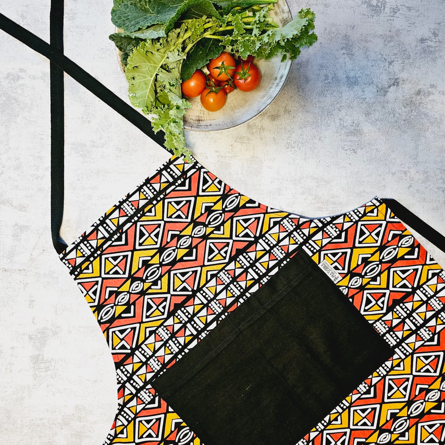 Handmade Bogolan Print | African Print Apron with Pocket