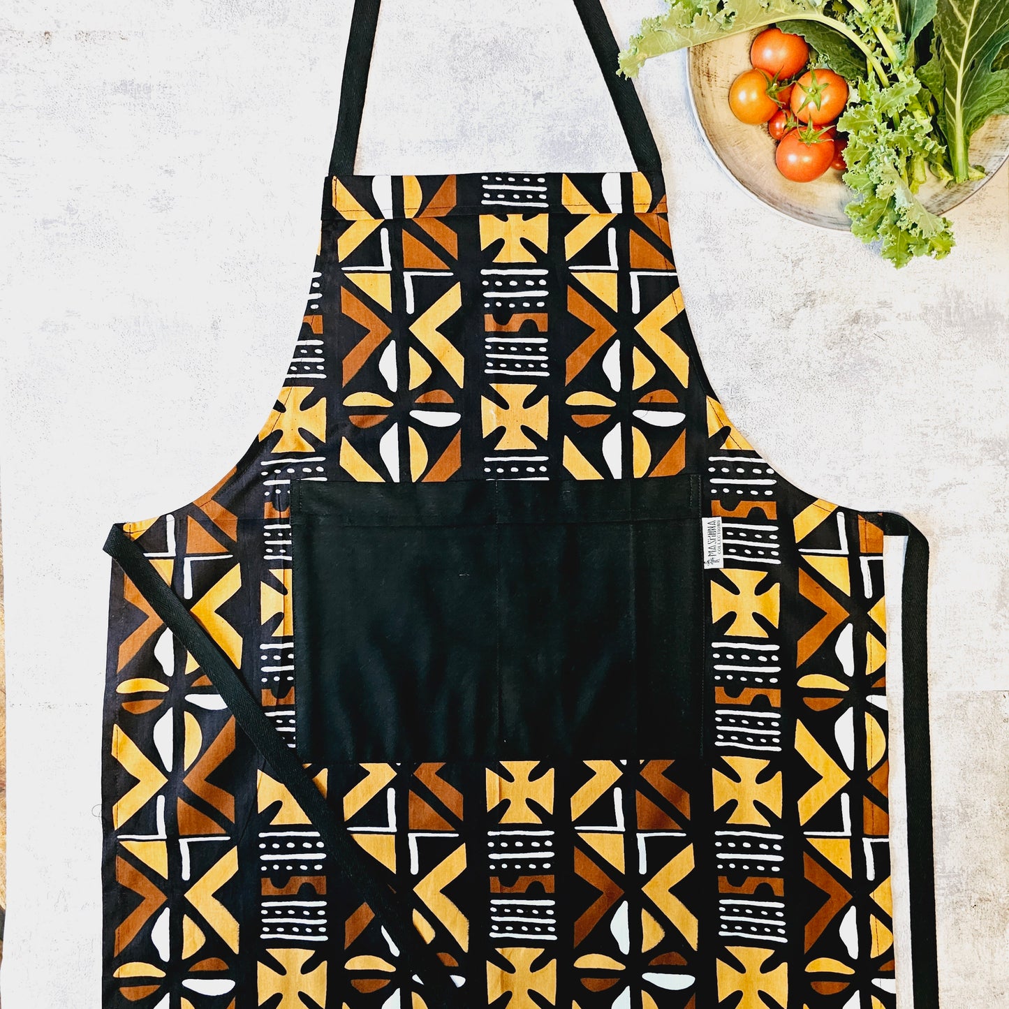 Handmade Bogolan Print | African Print Apron with Pocket