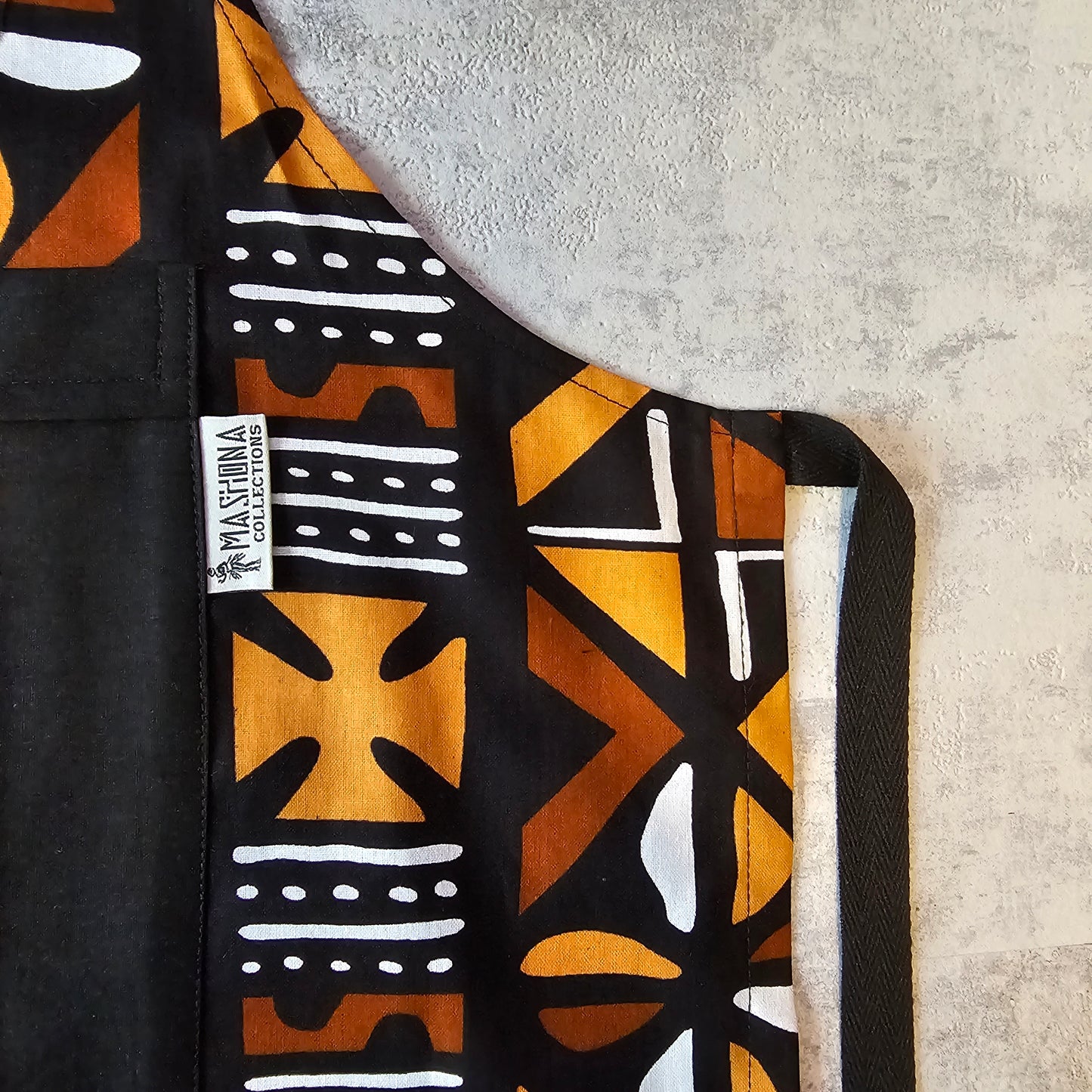 Handmade Bogolan Print | African Print Apron with Pocket