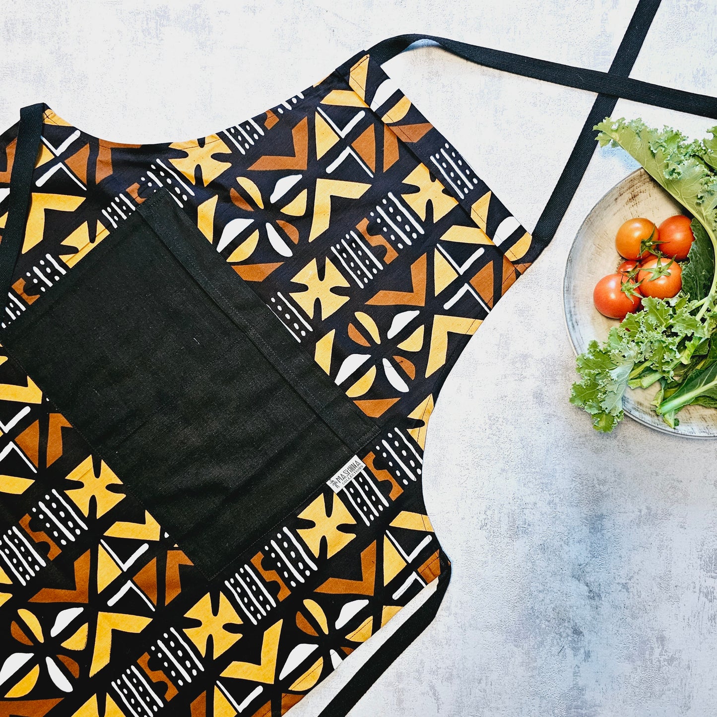 Handmade Bogolan Print | African Print Apron with Pocket