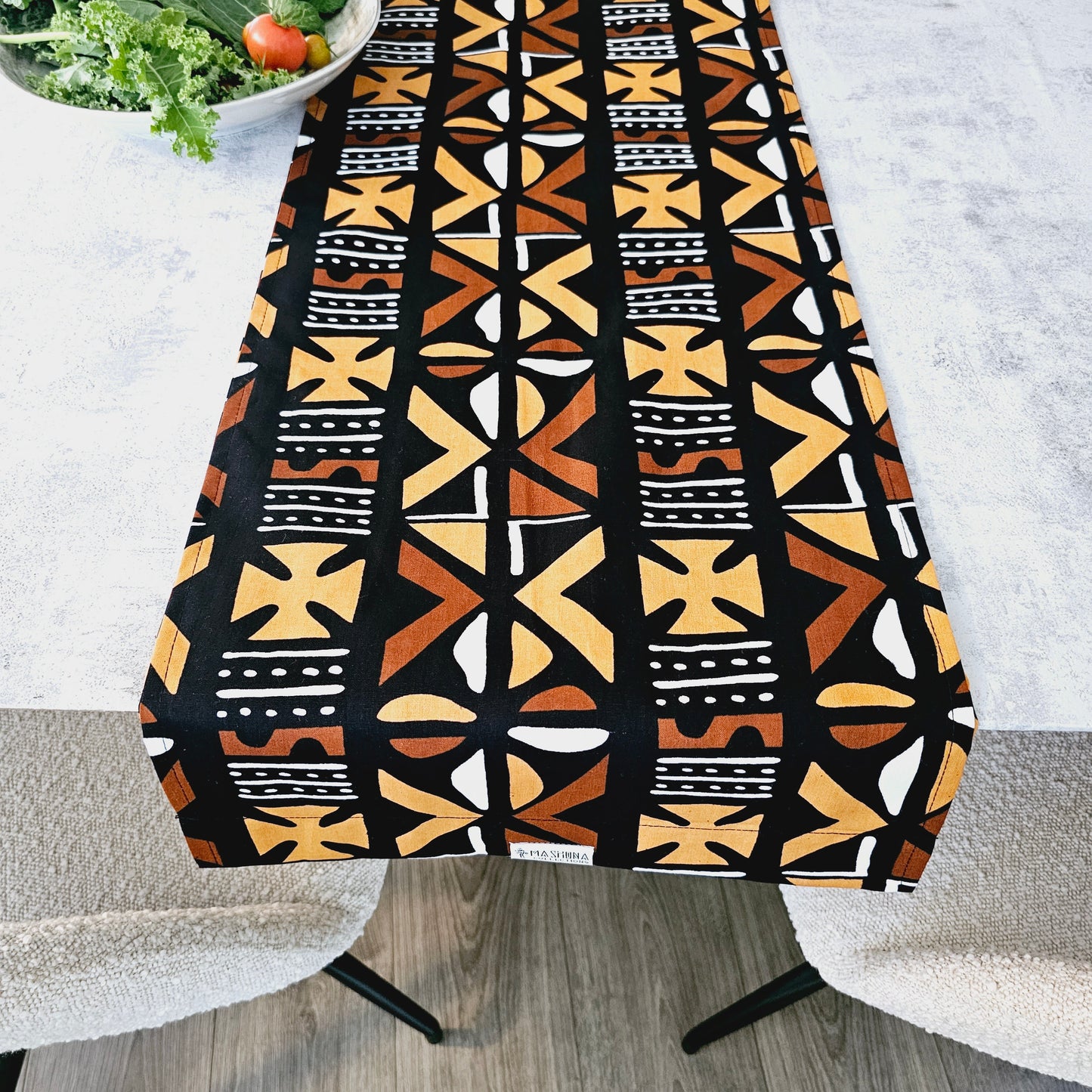 Handmade African Print "Mudcloth" Bogolan Inspired Print Table Runner Made from 100% African Print Fabric