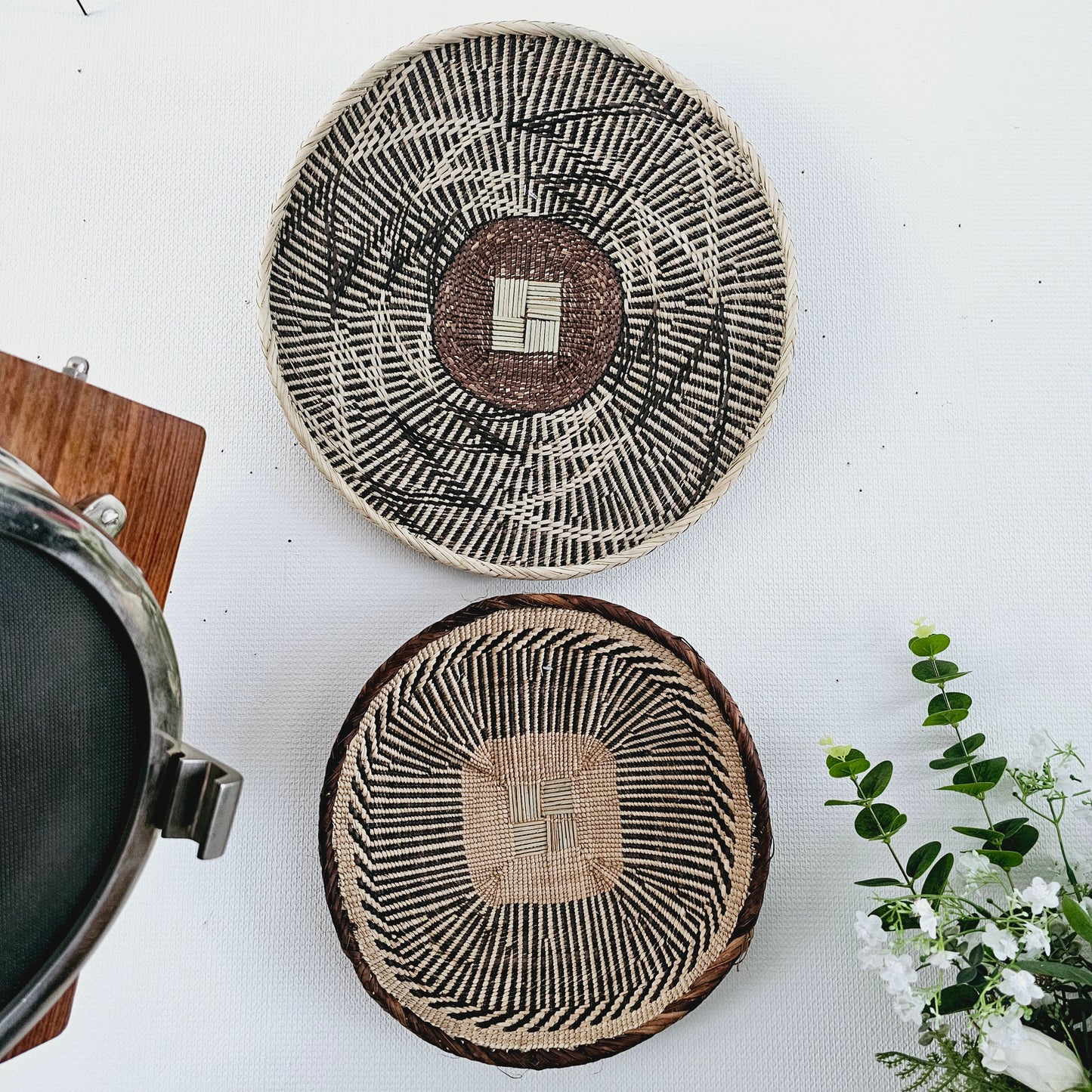Set of 2 Handmade African Wall Baskets | Zimbabwe Baskets | Boho Wall Decor