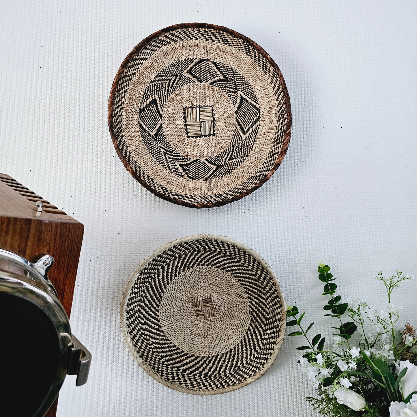 Set of 2 Handmade African Wall Baskets | Zimbabwe Baskets | Boho Wall Decor