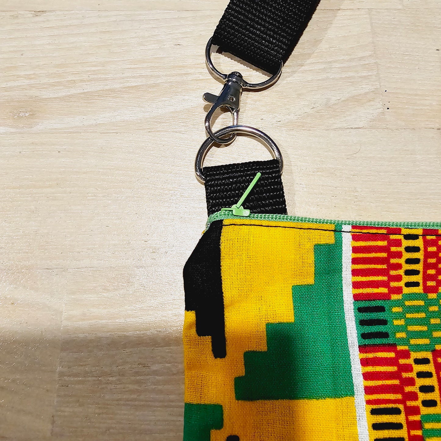 Handmade Phone Bag and Keyfob Set | African Ankara Print Fabric | Vegan Leather Detail | Adjustable Shoulder Strap