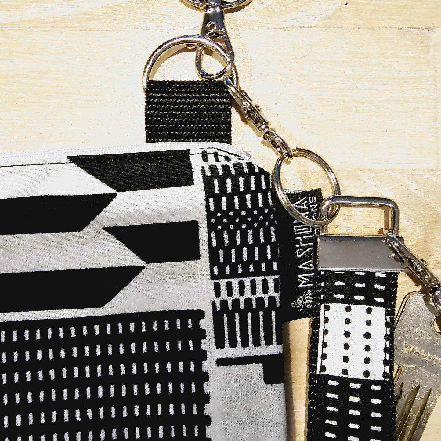 Handmade Phone Bag and Keyfob Set | African Ankara Print Fabric | Vegan Leather Detail | Adjustable Shoulder Strap