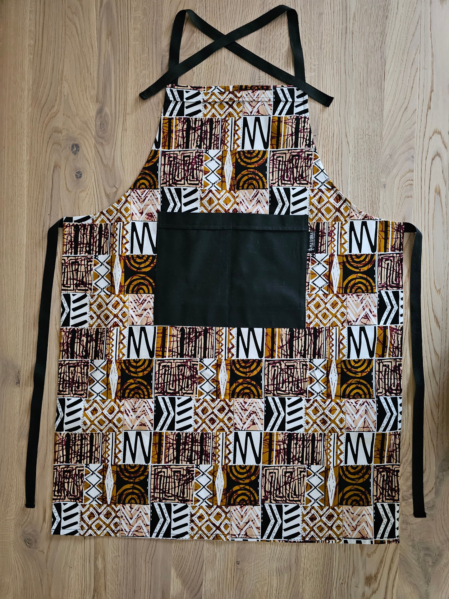 Handmade Kente Bogolan Print | African Print Apron with Pocket