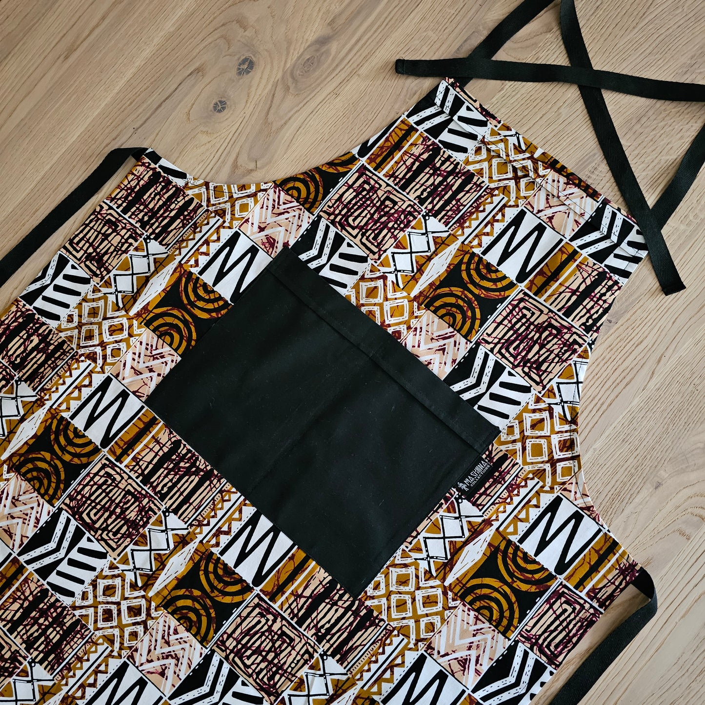 Handmade Kente Bogolan Print | African Print Apron with Pocket