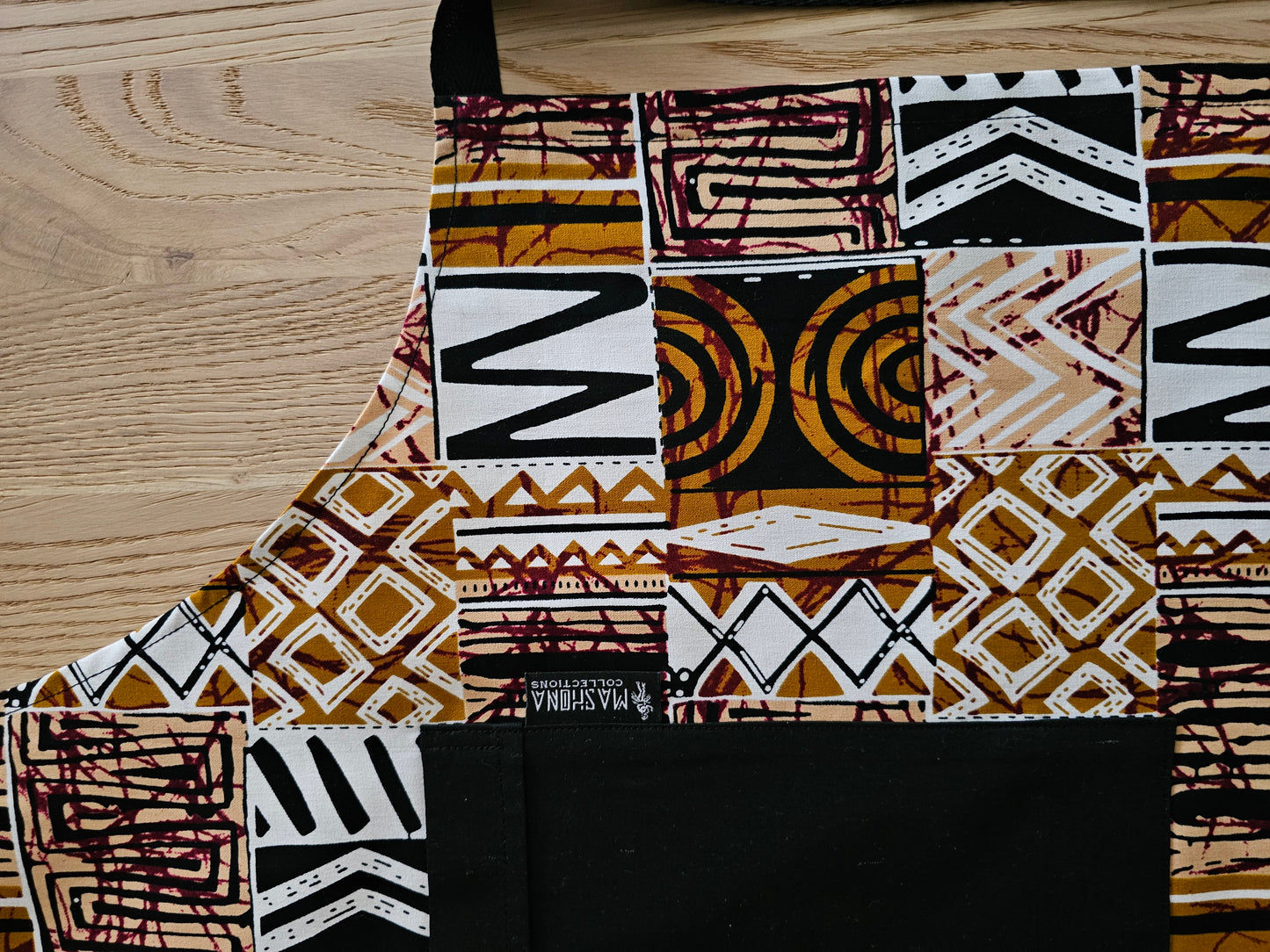 Handmade Kente Bogolan Print | African Print Apron with Pocket