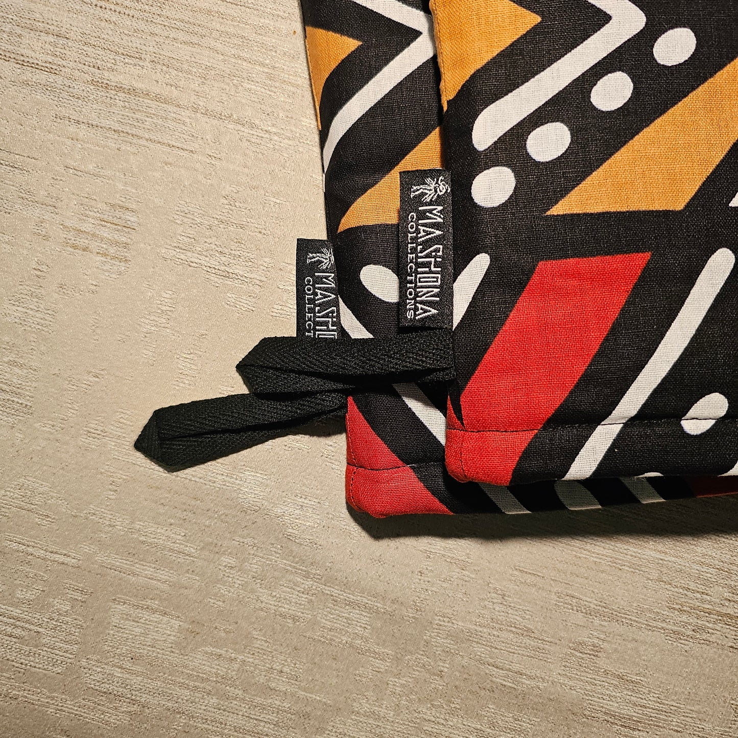 Set of 2 Oven Gloves Handmade "Mudcloth" Bogolan Print Inspired African Print