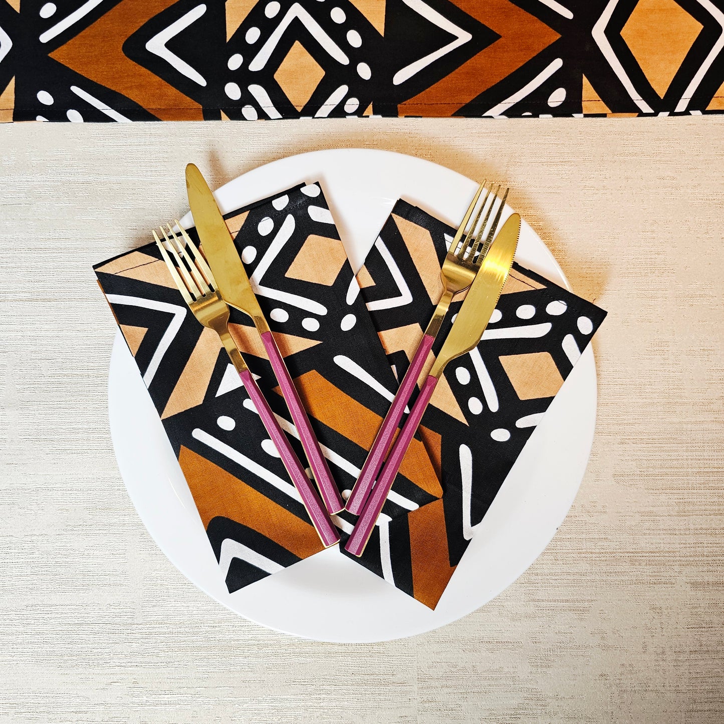 Set of 4 | 8 Napkins | 40x40cm | Ankara Wax 100% Cotton