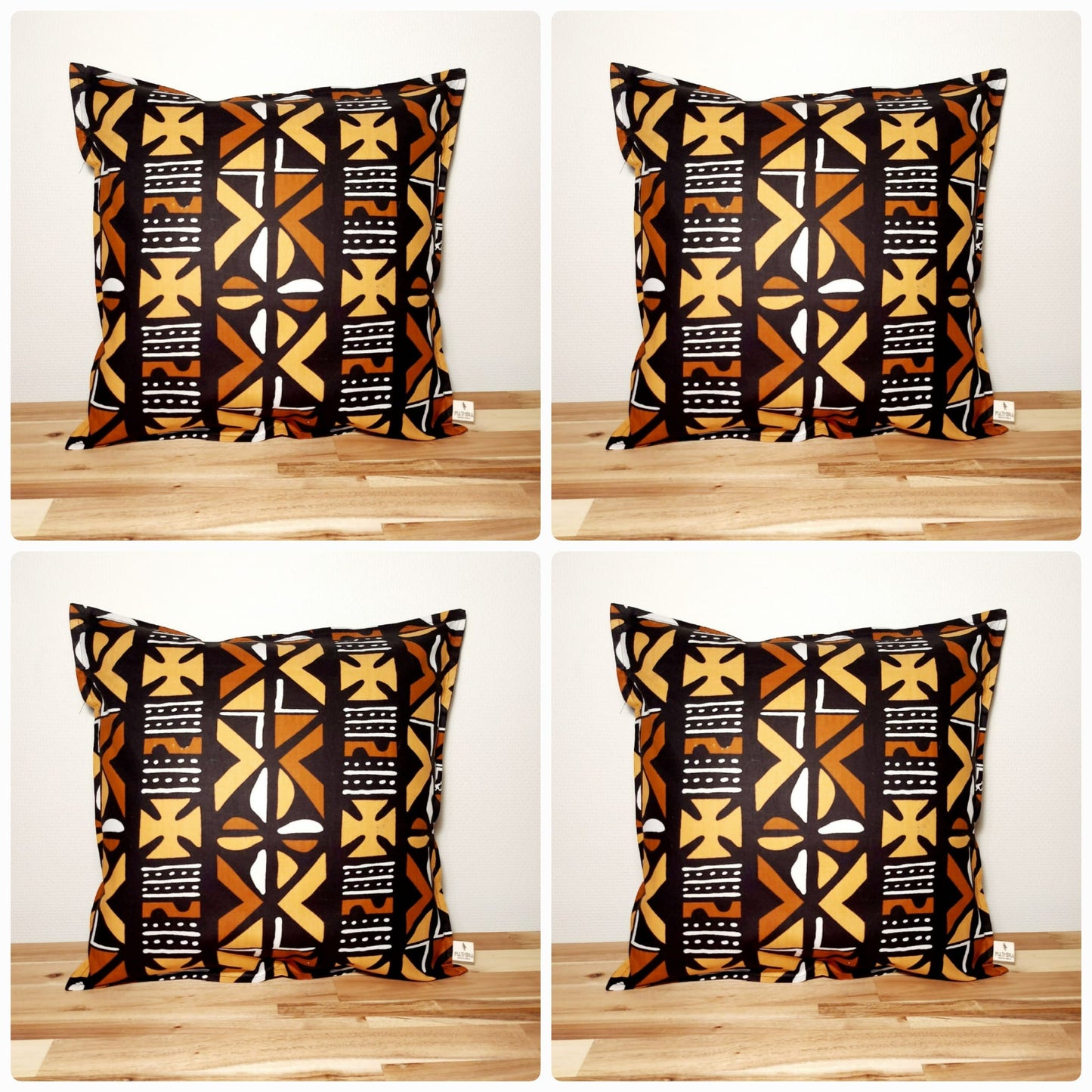 Set of 2 / 4 African Print | 40x40cm | Mudcloth Boho Cushion Cover 100% Cotton Wax Ankara Fabric