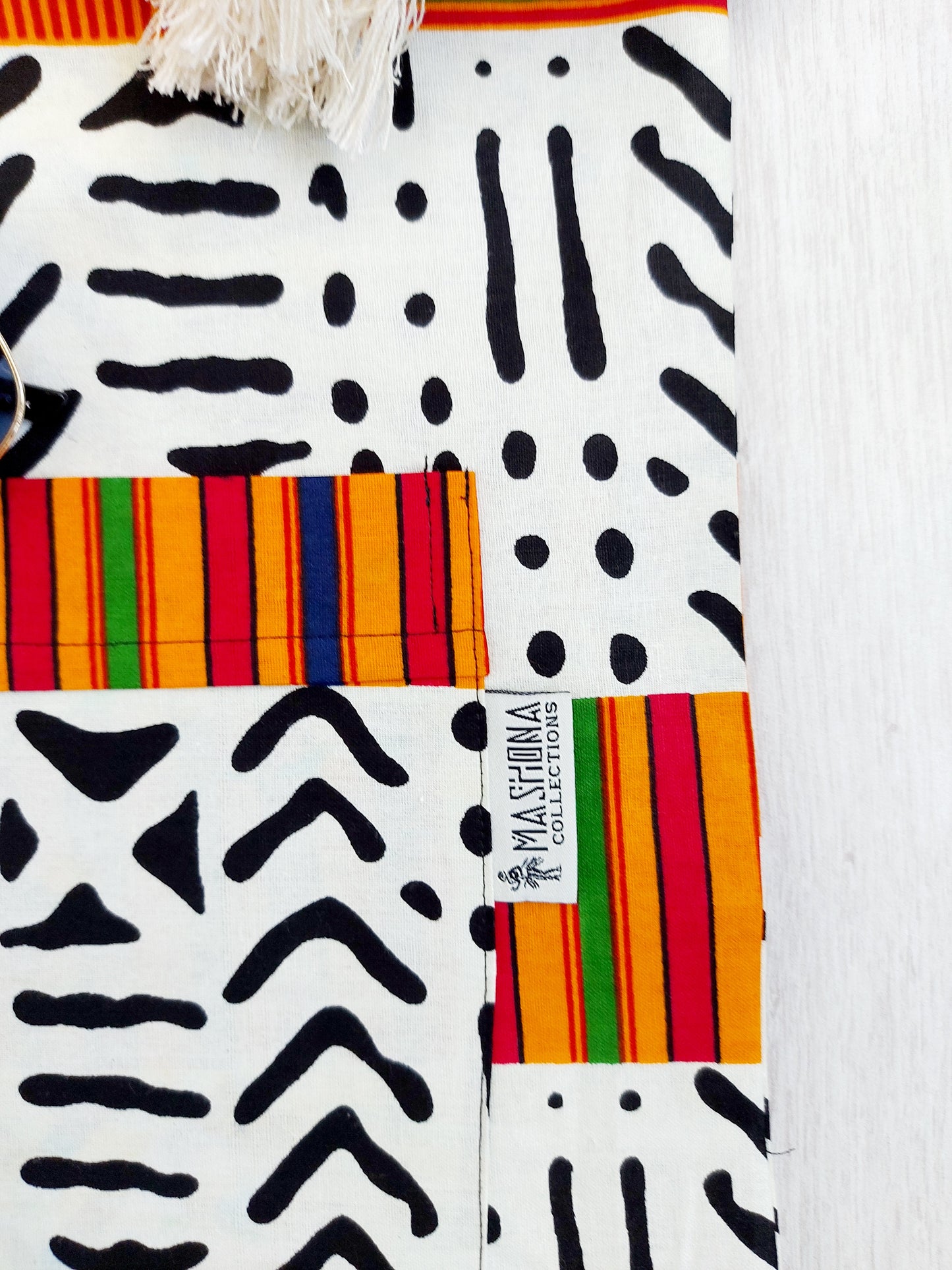 Handmade African Print Tote Bag | Beach Bag | Shopping Bag | Ankara X Mudcloth Print