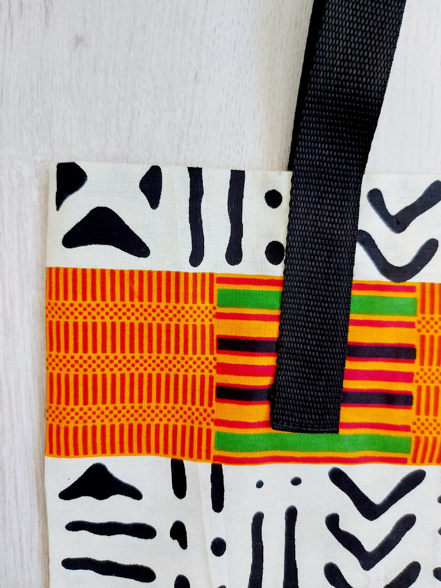 Handmade African Print Tote Bag | Beach Bag | Shopping Bag | Ankara X Mudcloth Print