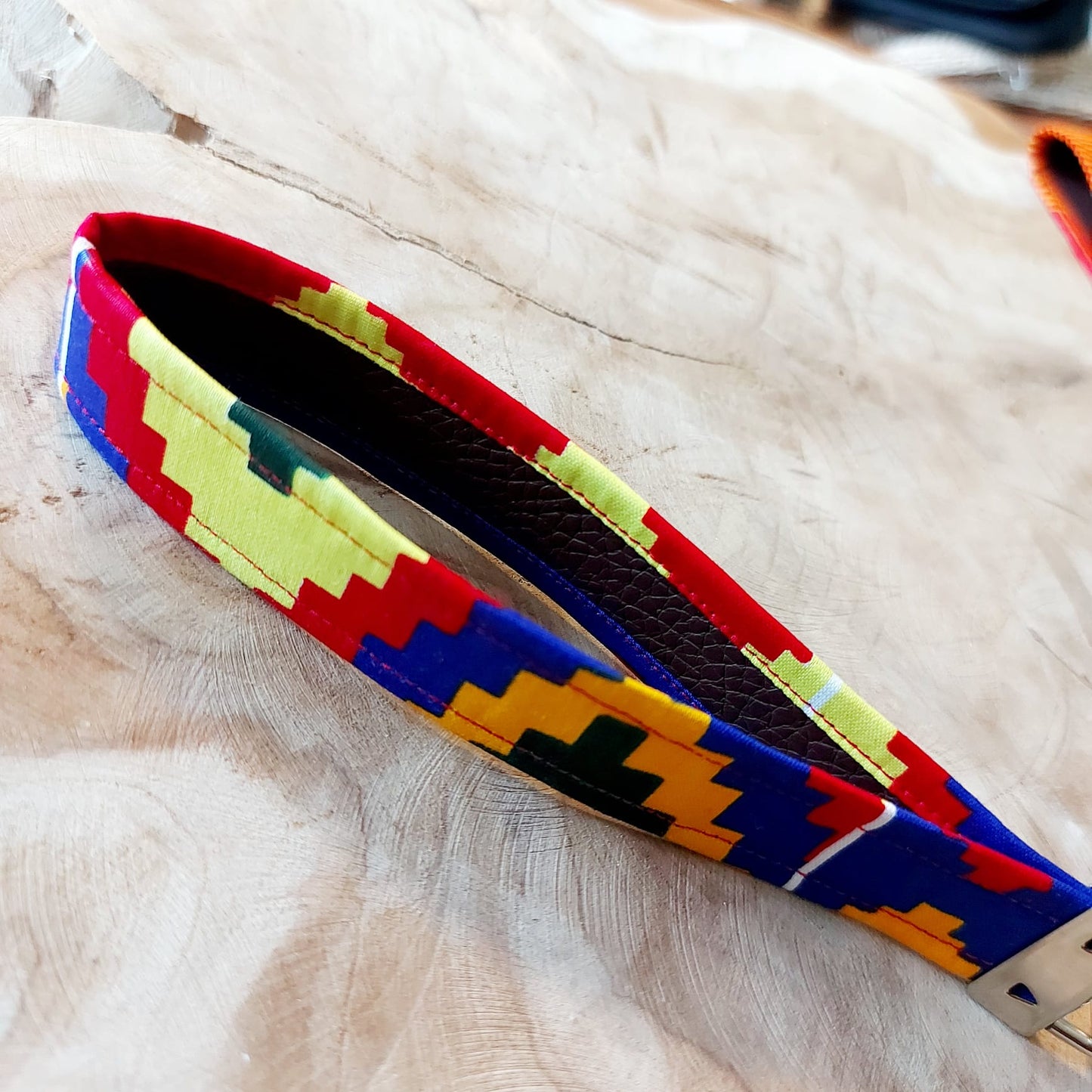 African Print and Leather Key Fob | Wristlet | Key Holder