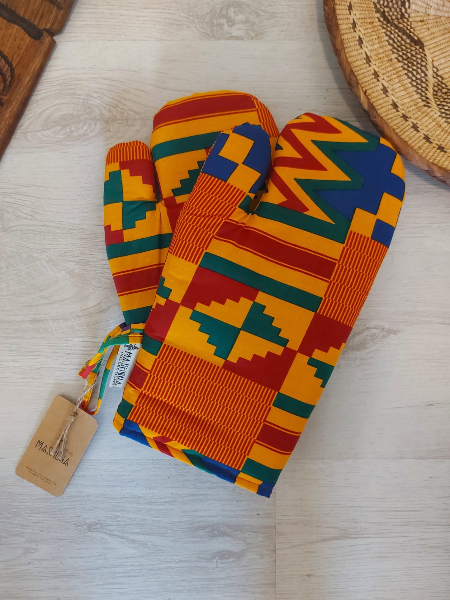 Set of 2 Handmade "Mudcloth" Bogolan Print Inspired African Print Oven Glove