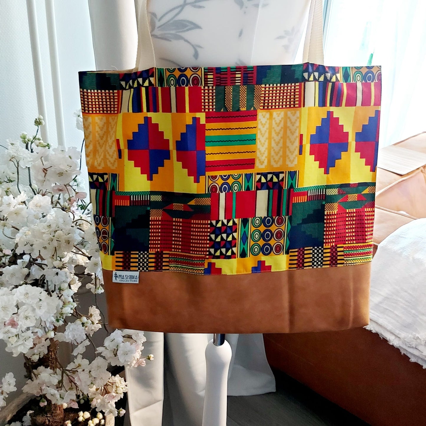 Handmade African Print Tote Bag | Beach Bag | Shopping Bag