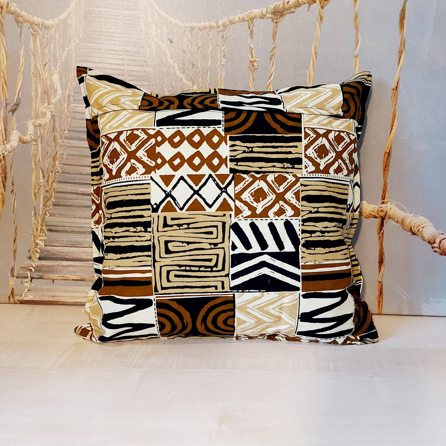 Set of 2 / 4 African Print | 40x40cm | Mudcloth Boho Cushion Cover 100% Cotton Wax Ankara Fabric