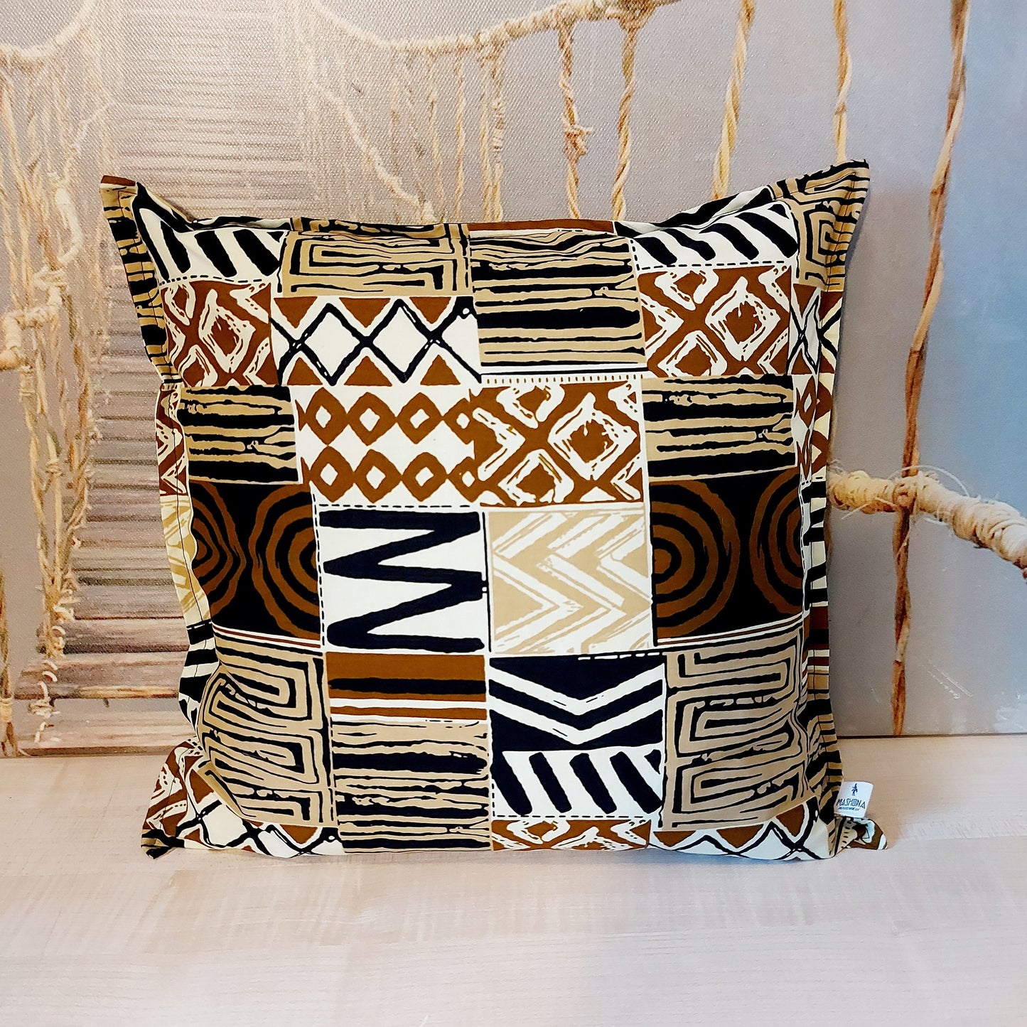 Set of 2 / 4 African Print | 40x40cm | Mudcloth Boho Cushion Cover 100% Cotton Wax Ankara Fabric