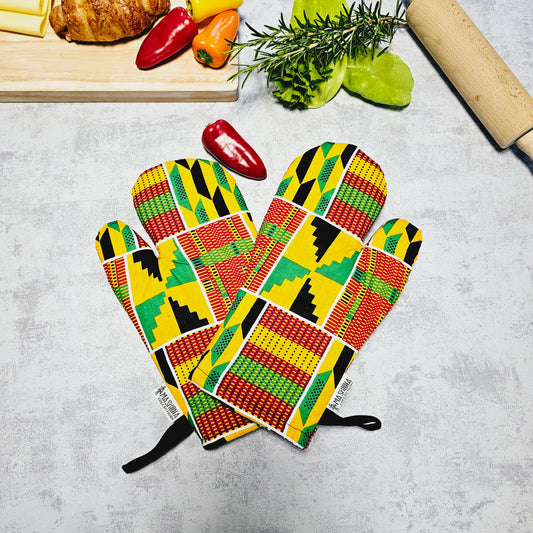 Set of 2 Oven Gloves | African Print 100% Cotton Fabric