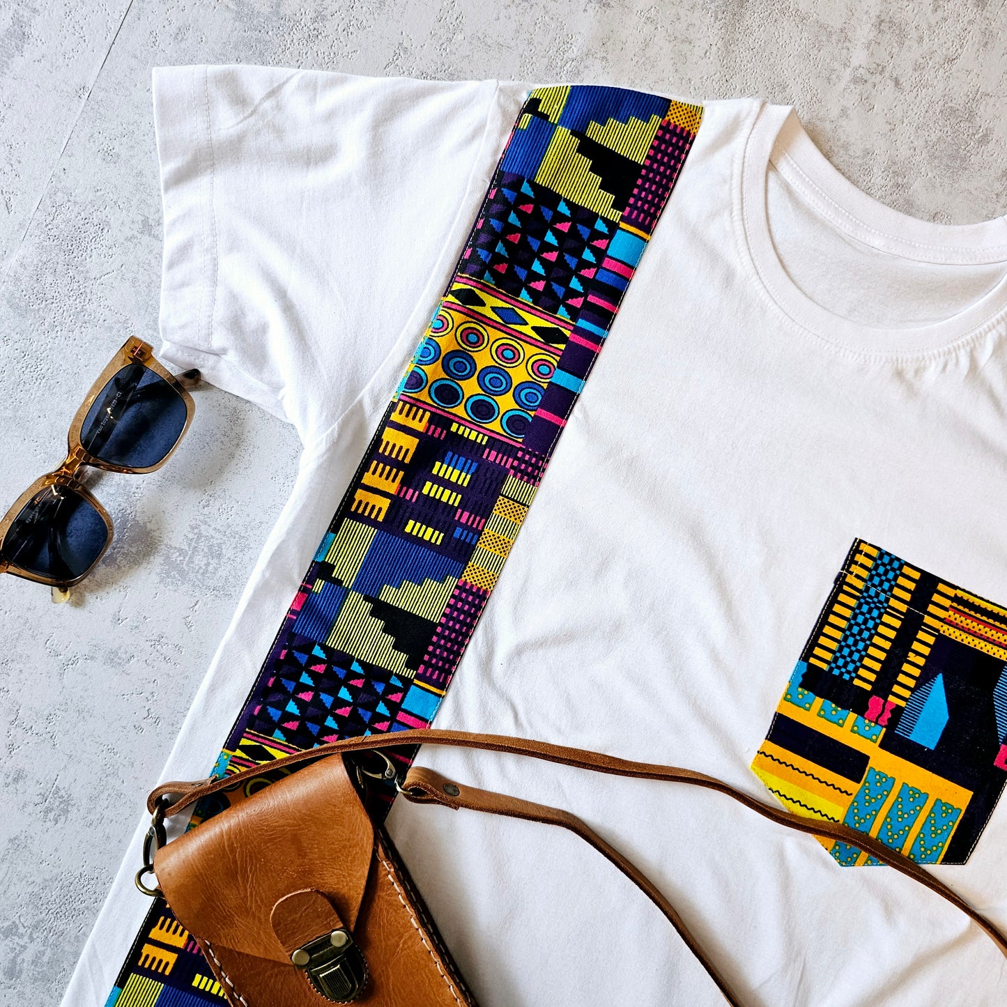 Africa Print Detailed T-Shirt | Ankara Detail and Pocket
