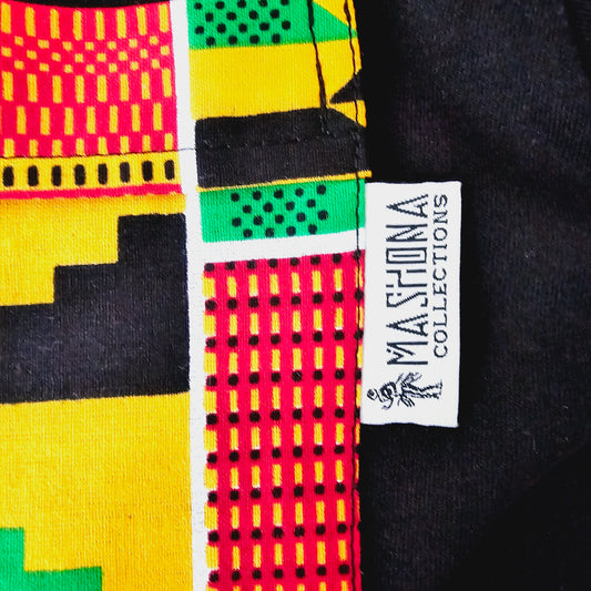Africa Print Detailed T-Shirt | Bogolan Print Detail and Pocket