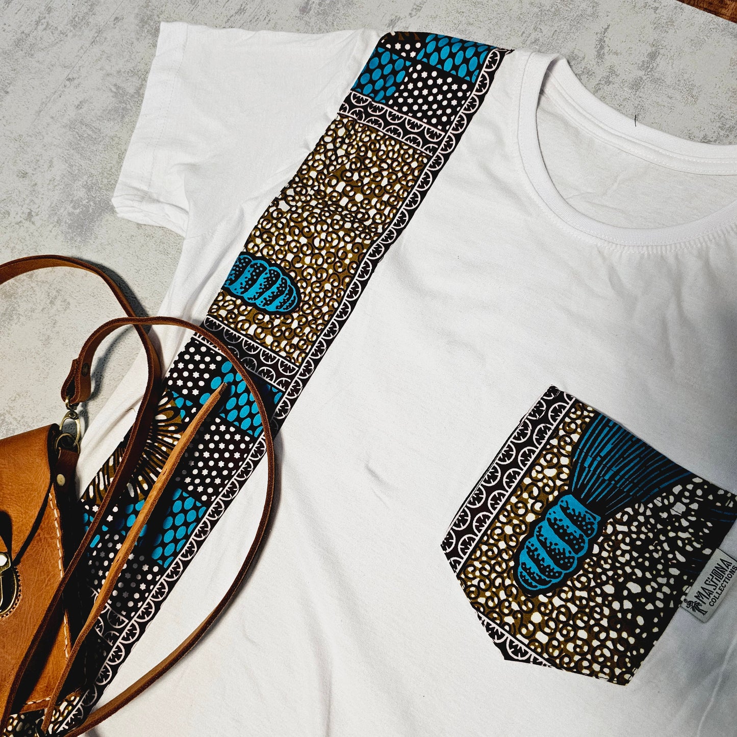 Africa Print Detailed T-Shirt | Ankara Detail and Pocket