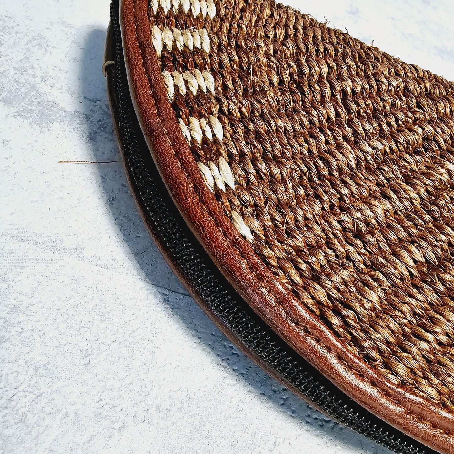 Handwoven Sisal Clutch Purse, Lined and Wrist Handle And Zipper