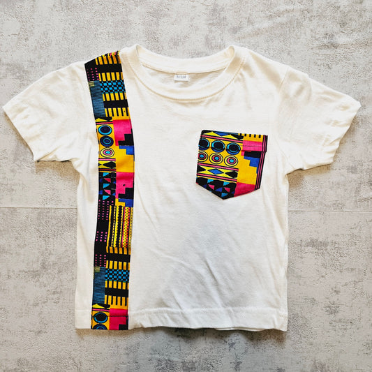Kids T-shirt with African Ankara Print Detail | 100% cotton