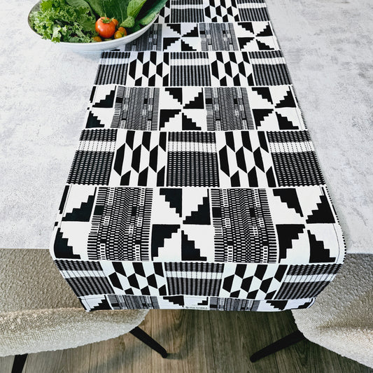 Handmade Table Runner African Print "Mudcloth" Bogolan Inspired Print Made from 100% African Print Fabric
