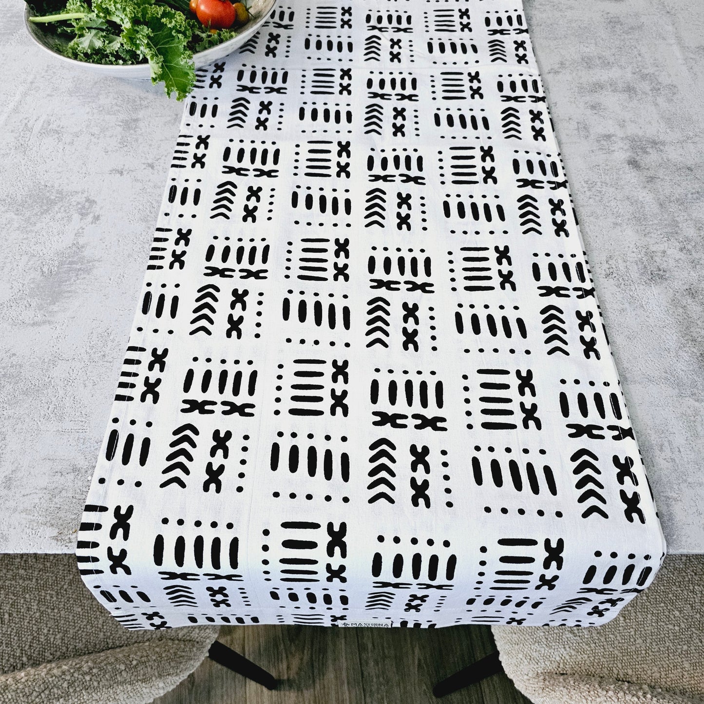 Copy of Handmade African Print "Mudcloth" Bogolan Inspired Print Table Runner Made from 100% African Print Fabric