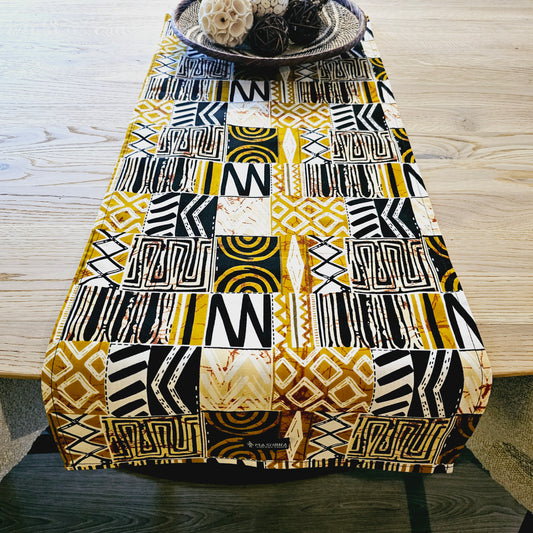 Handmade Table Runner 160x35cm | 180x35 | 200x35cm | African Print "Mudcloth" Bogolan Inspired Print Made from 100% African Print Fabric