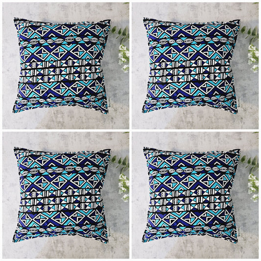 Set of 2 | 4 Cushion Covers |40x40cm | 100% Cotton Wax Ankara Fabric