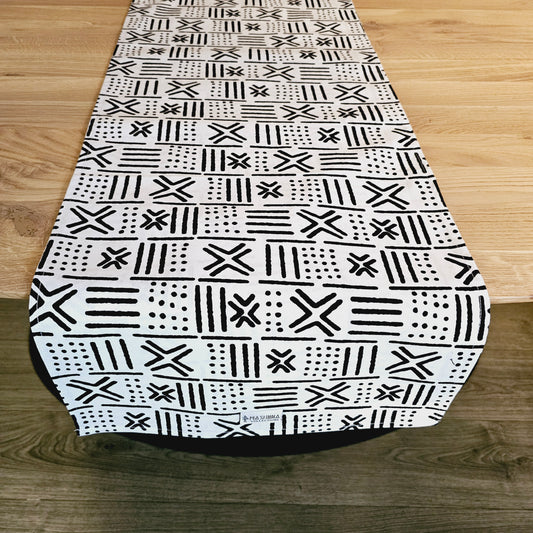 Handmade Table Runner 160x35cm | 180x35 | 200x35cm | African Print "Mudcloth" Bogolan Inspired Print Made from 100% African Print Fabric