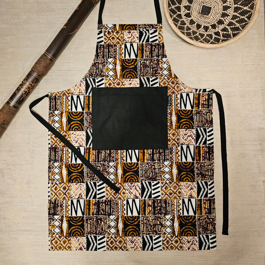 Handmade African Print Apron with Pocket | 100% Cotton Fabric