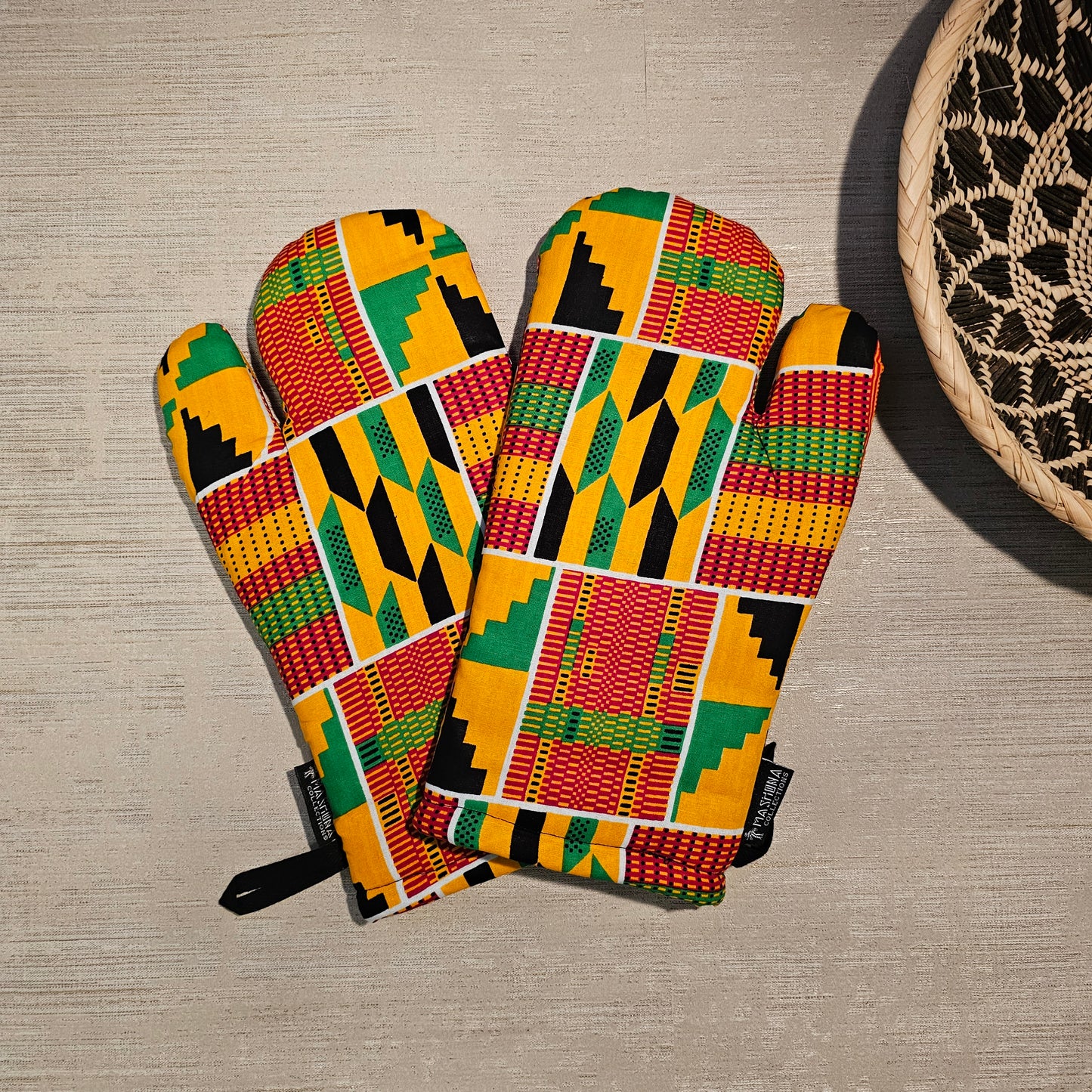 Apron and Matching Oven Gloves Set | 100% Cotton African Print Fabric
