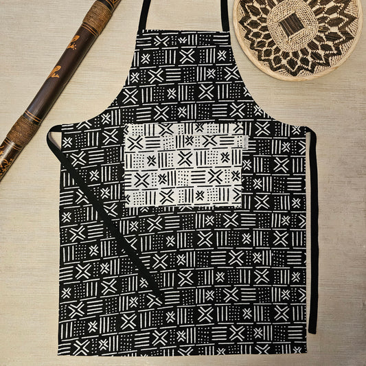 Handmade Bogolan Print | African Print Apron with Pocket