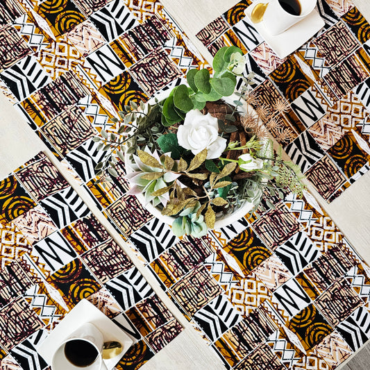 Handmade Table Runner and Set of 4 Placemats | Made from 100% Cotton African Print Fabric