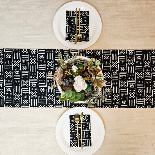 Table Runner and Set of 8 Napkins | 100% Cotton African Print Fabric