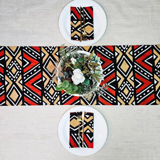Table Runner and Set of 8 Napkins | 100% Cotton African Print Fabric