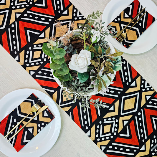 Table Runner and Set of 8 Napkins |  100% Cotton African Print Fabric
