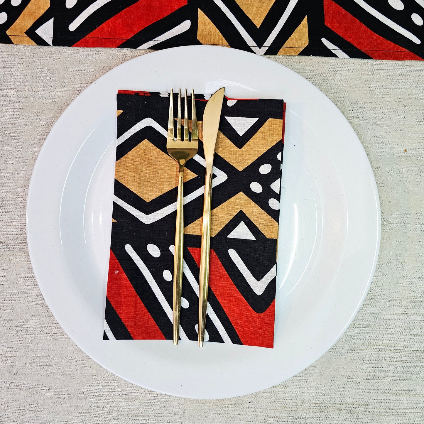 Set of 4 | 8 Napkins | 40x40cm | Ankara Wax 100% Cotton