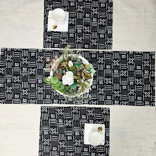 Table Runner and Set of 4 Placemats | 100% Cotton African Print Fabric