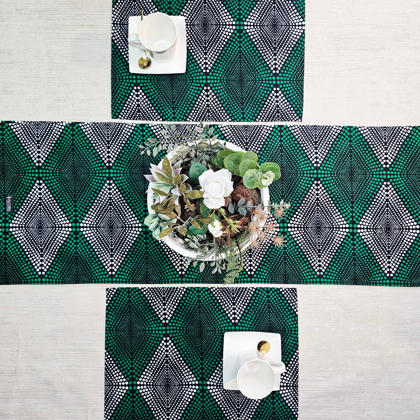Table Runner and Set of 4 Placemats | 100% Cotton African Print Fabric (Copy)
