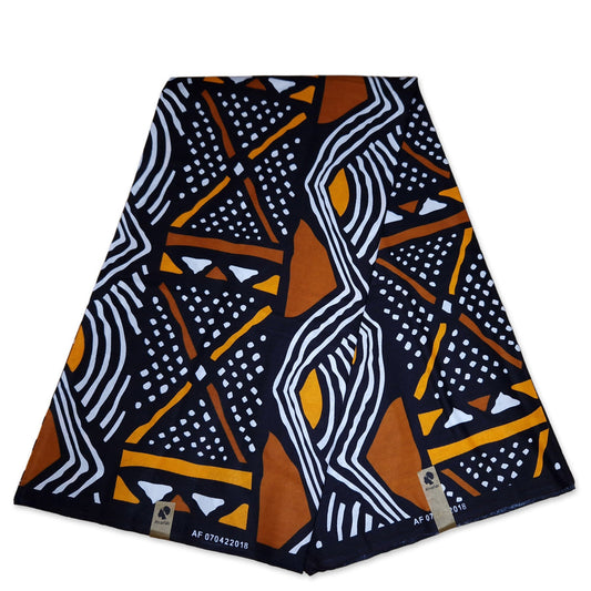 6 Yards | African Print "Mudcloth" Bogolan Inspired Print Fabric 100% Cotton | Ankara Fabric